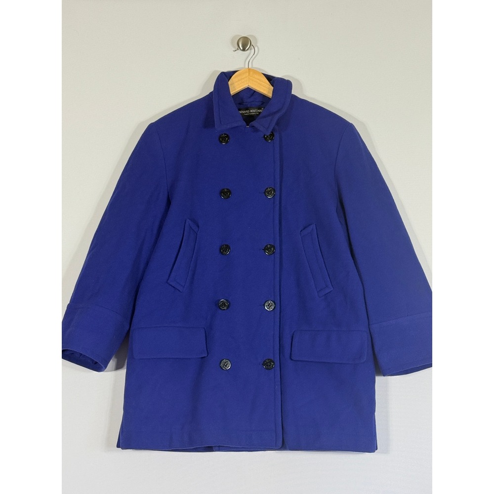 Benard Holtzman Women Large Pea Coat Indigo Nautical Double Breasted‎ Vintage